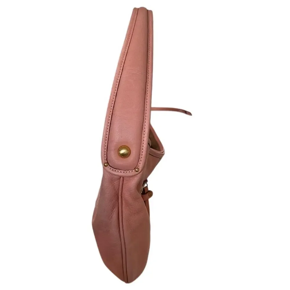 Vintage Liz Claiborne Coral Peach Pebbled Leather Y2K Hobo Shoulder Bag